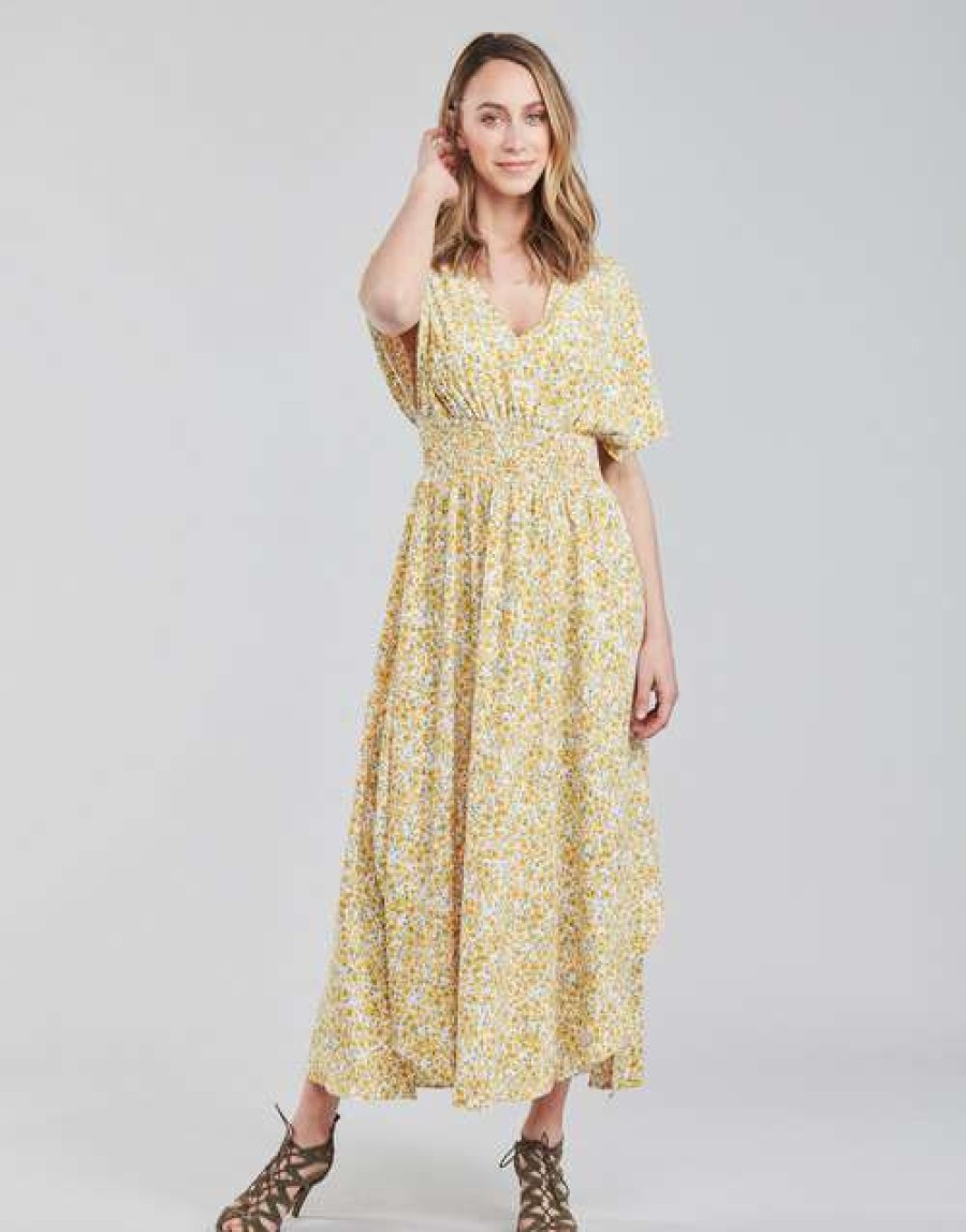 Dresses * | Betty London Cheap Onina Yellow / White