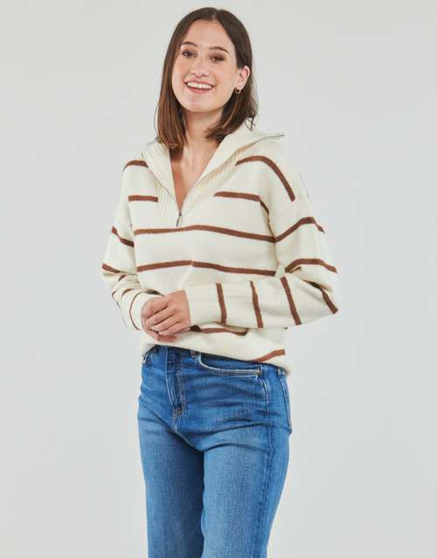 Jumpers & Cardigans * | Betty London Hot Sale Marcialine Ecru / Camel