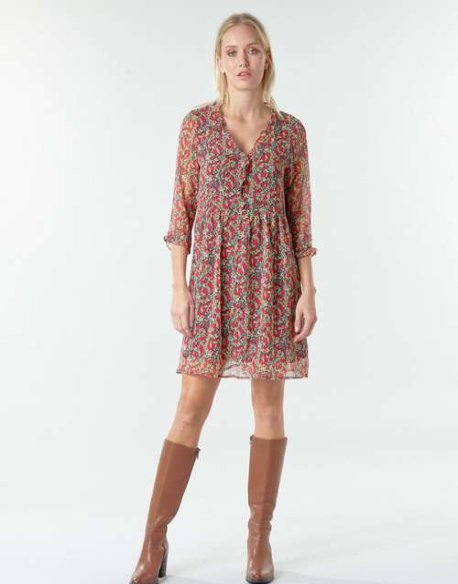 Dresses * | Betty London Discounts Nebecca Red / Multicolour